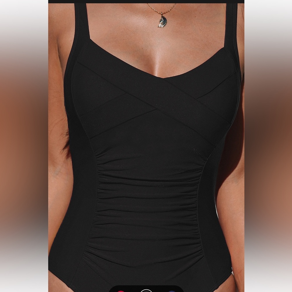 Cupshe Black Ruched Tummy Control One-Piece